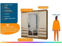 Guarda-roupa Casal com Espelho 4 Portas 6 Gavetas Araplac Sofia - 2