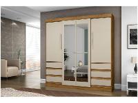 Guarda-roupa Casal com Espelho 4 Portas 6 Gavetas Araplac Sofia