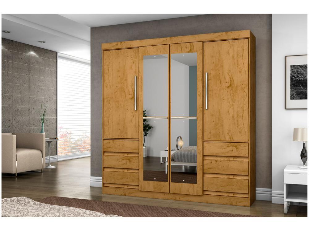 Guarda-roupa Casal com Espelho 4 Portas 6 Gavetas Araplac Sofia - 4