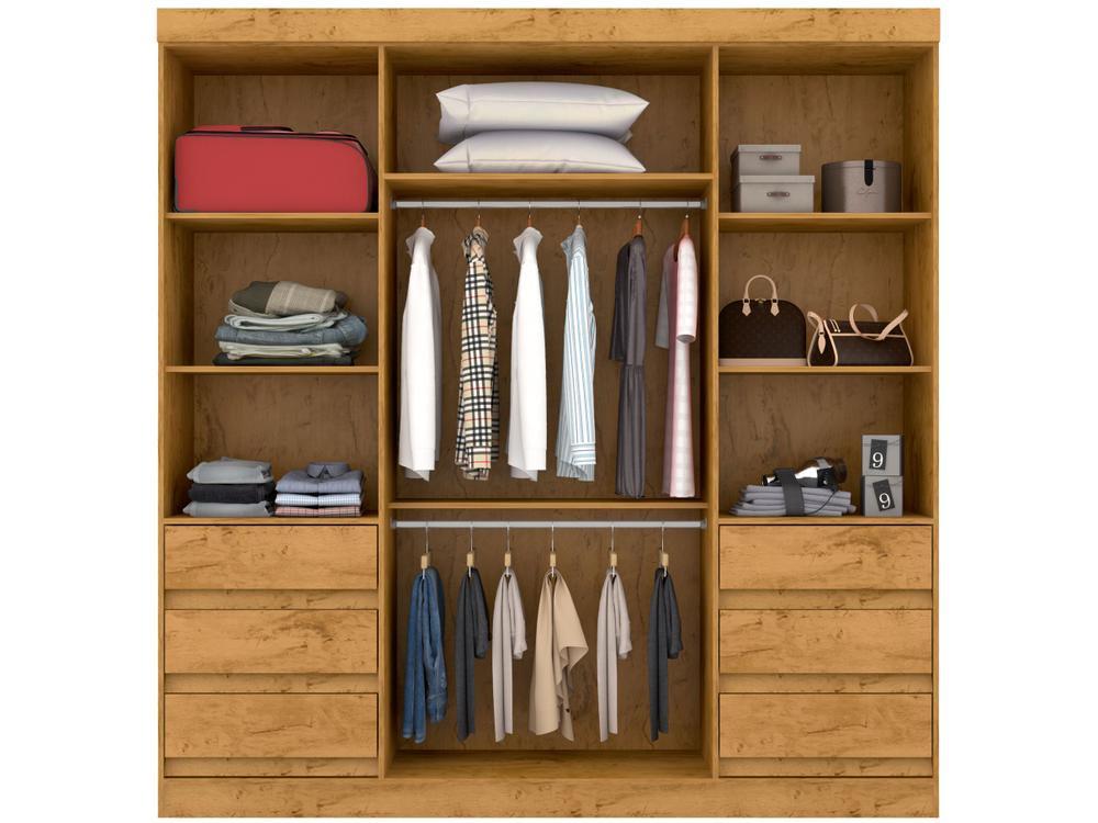 Guarda-roupa Casal com Espelho 4 Portas 6 Gavetas Araplac Sofia - 5