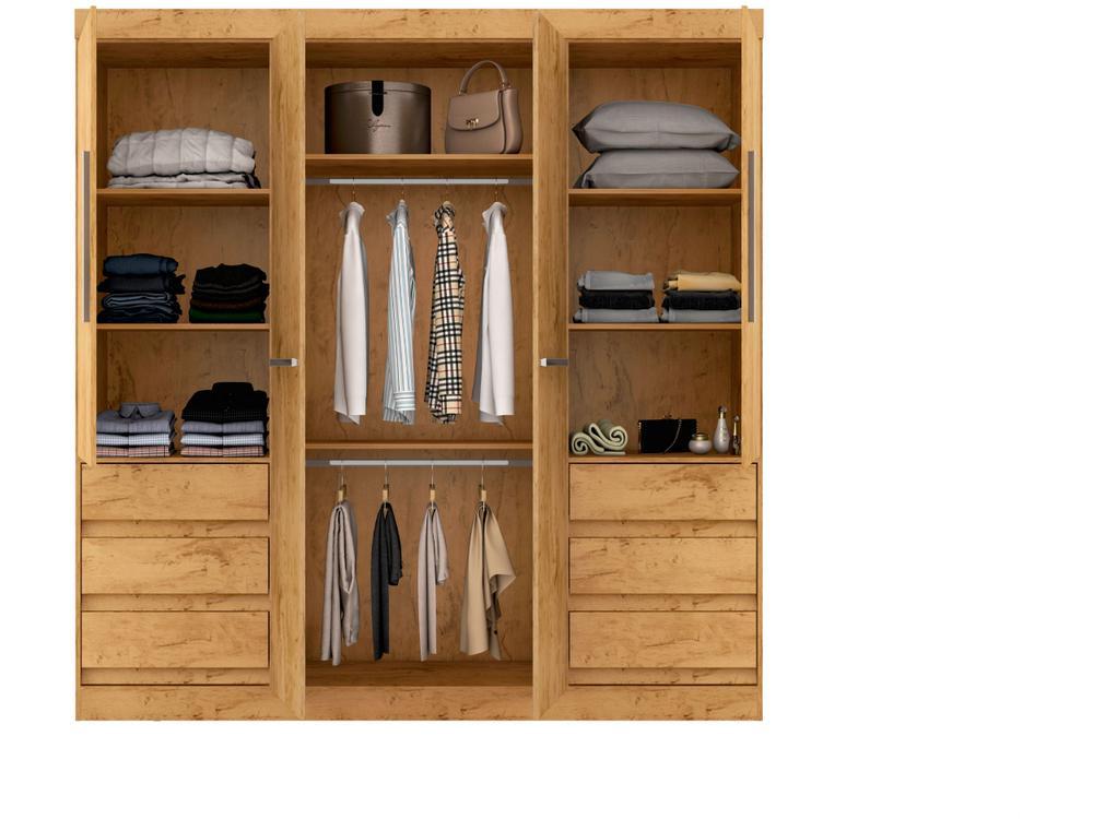 Guarda-roupa Casal com Espelho 4 Portas 6 Gavetas Araplac Sofia - 6
