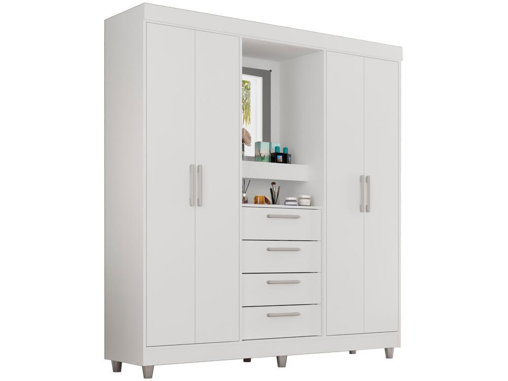 Guarda-roupa com Espelho 4 Portas 4 Gavetas Araplac Pequim - 1