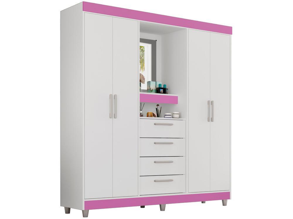 Guarda-roupa com Espelho 4 Portas 4 Gavetas Araplac Pequim - 7