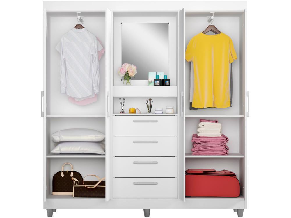 Guarda-roupa com Espelho 4 Portas 4 Gavetas Araplac Pequim - 9