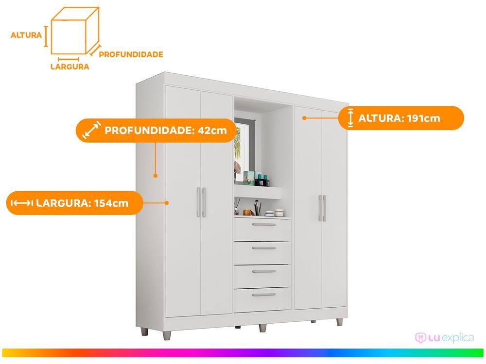 Guarda-roupa com Espelho 4 Portas 4 Gavetas Araplac Pequim - 3