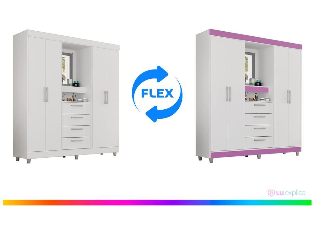 Guarda-roupa com Espelho 4 Portas 4 Gavetas Araplac Pequim - 4