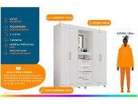 Guarda-roupa com Espelho 4 Portas 4 Gavetas Araplac Pequim - 2