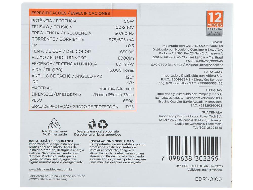 Refletor LED SMD 100W 6500K Branca - 8