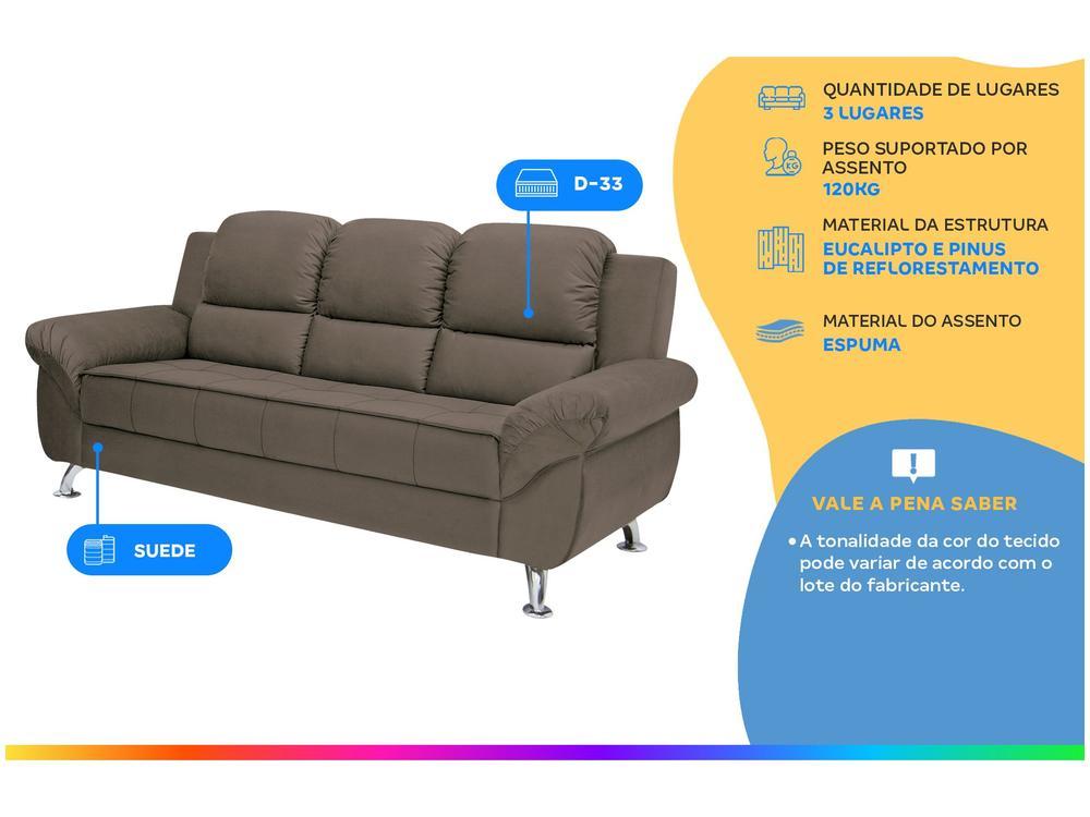 Sofá 3 Lugares Suede Marselha Linoforte - 2