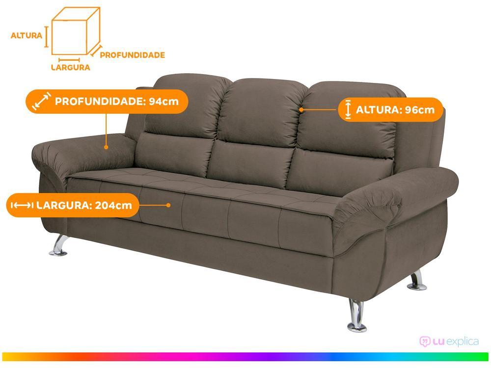 Sofá 3 Lugares Suede Marselha Linoforte - 3