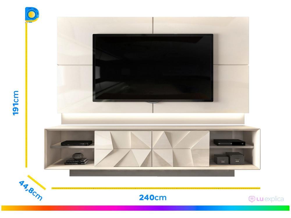 Bancada com Painel TV até 75” 4 Gavetas DJ Móveis Domani Pirâmide 3D - 4