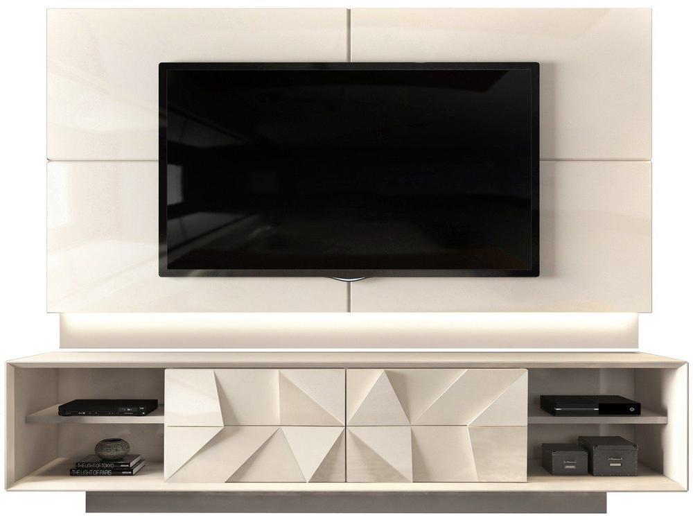 Bancada com Painel TV até 75” 4 Gavetas DJ Móveis Domani Pirâmide 3D - 1