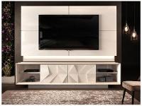 Bancada com Painel TV até 75” 4 Gavetas DJ Móveis Domani Pirâmide 3D - 3