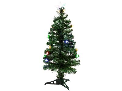 Árvore de Natal Fibra Ótica Verde 90cm com Bolas