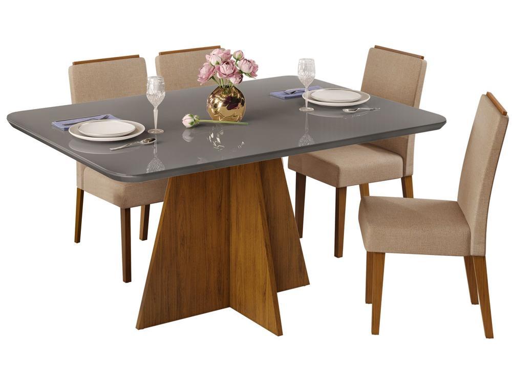 Mesa de Jantar 4 Cadeiras Retangular Cinza e Saara DJ Móveis Siena - 10
