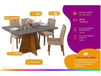 Mesa de Jantar 4 Cadeiras Retangular Cinza e Saara DJ Móveis Siena - 9