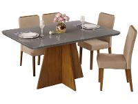 Mesa de Jantar 4 Cadeiras Retangular Cinza e Saara DJ Móveis Siena - 10