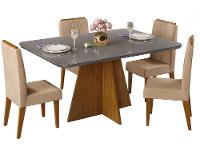 Mesa de Jantar 4 Cadeiras Retangular Cinza e Saara DJ Móveis Siena - 5
