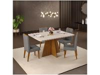 Mesa de Jantar 4 Cadeiras Retangular Off White e Lunar DJ Móveis Siena - 1