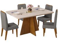 Mesa de Jantar 4 Cadeiras Retangular Off White e Lunar DJ Móveis Siena - 3