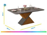 Mesa de Jantar 6 Cadeiras Retangular Cinza e Lunar DJ Móveis Firenze - 3