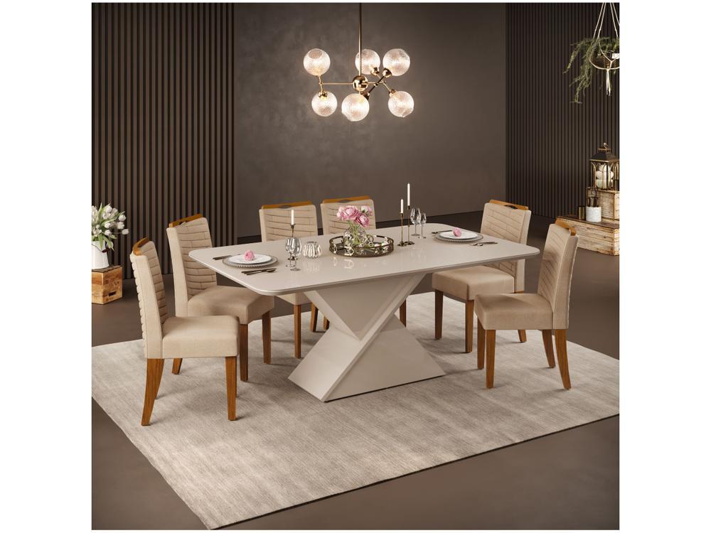 Mesa de Jantar 6 Cadeiras Retangular Off White e Saara DJ Móveis Firenze - 1