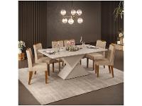 Mesa de Jantar 6 Cadeiras Retangular Off White e Saara DJ Móveis Firenze - 1
