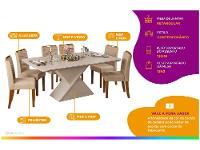 Mesa de Jantar 6 Cadeiras Retangular Off White e Saara DJ Móveis Firenze - 2