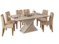 Mesa de Jantar 6 Cadeiras Retangular Off White e Saara DJ Móveis Firenze - 5