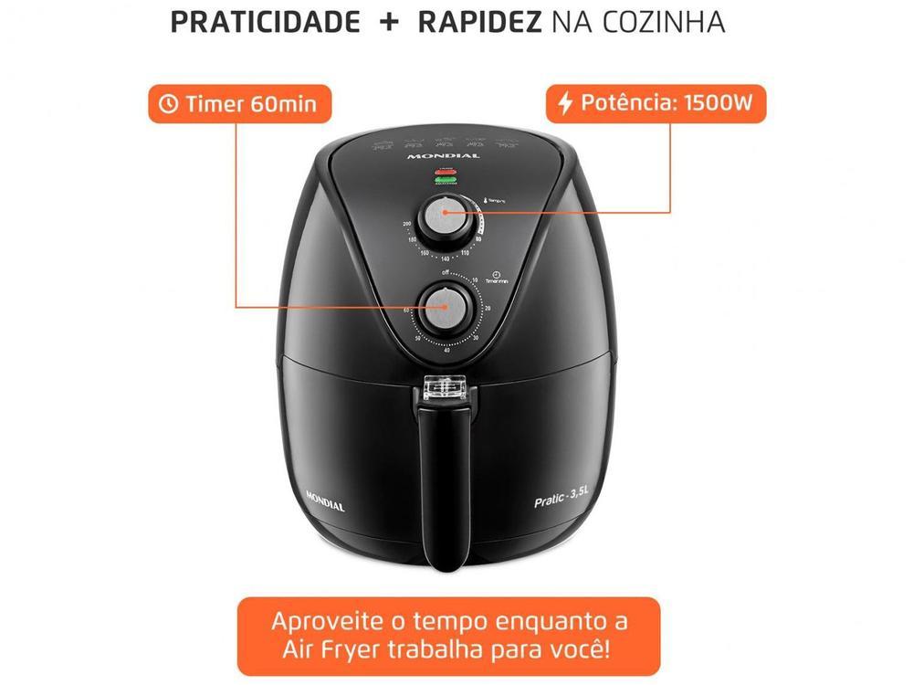 Fritadeira Elétrica sem Óleo/Air Fryer Mondial Pratic AF-35-BF Preta 3,5L com Timer - 26