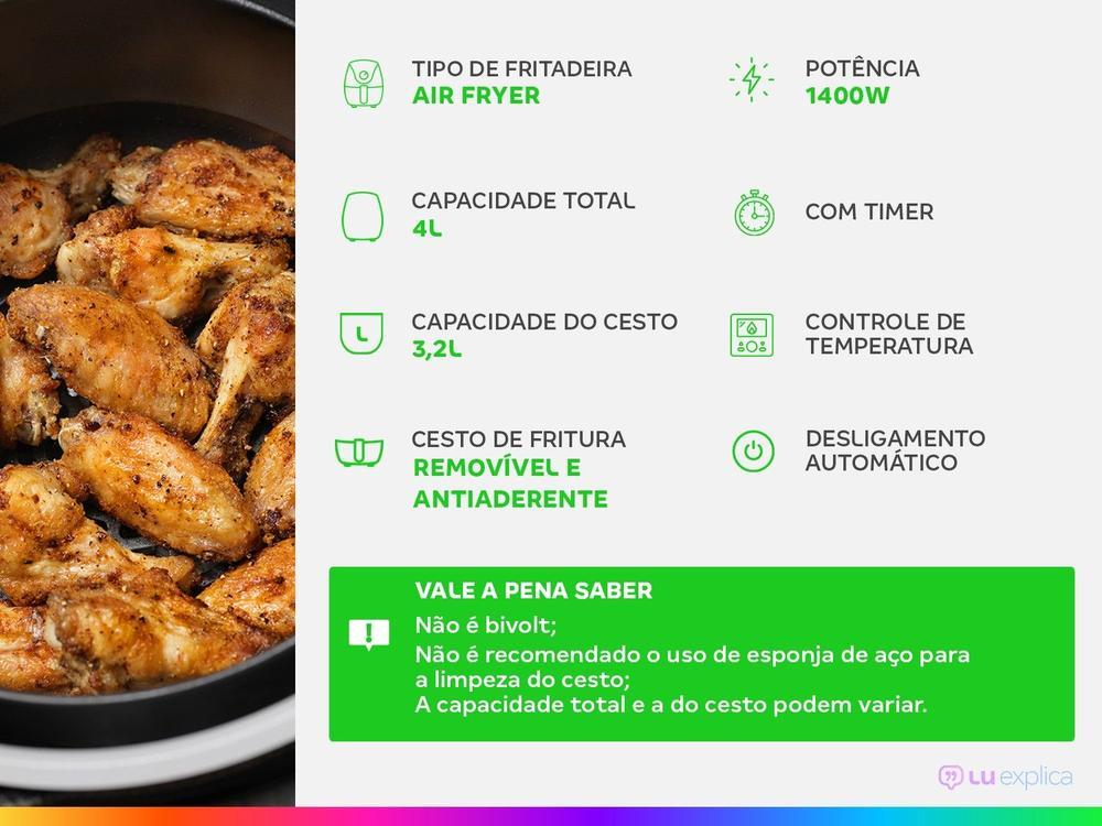 Air Fryer Electrolux Efficient por Rita Lobo Branca 3,2L com Timer - 11