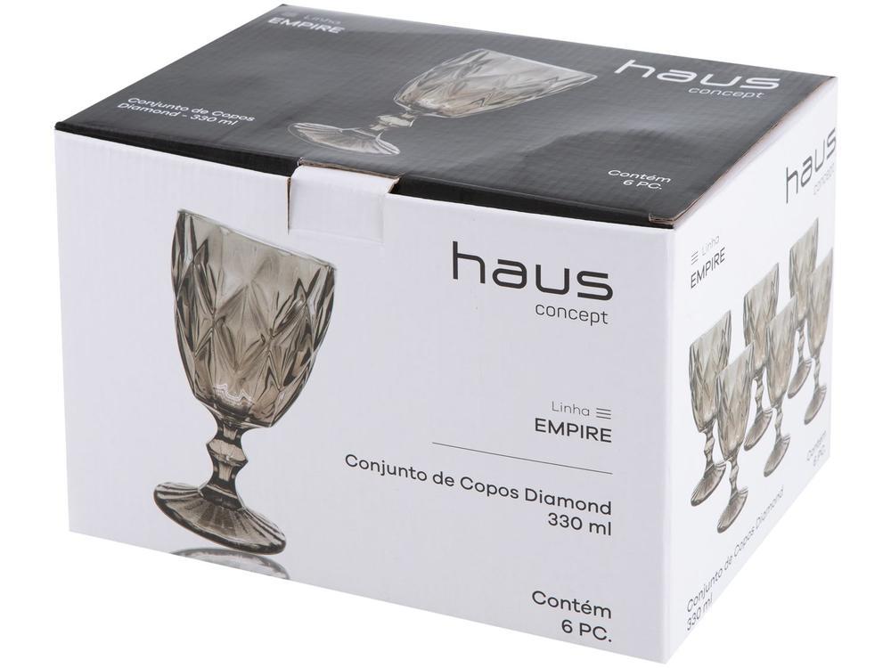 Jogo de Taças para Bebidas de Vidro 330ml 6 Peças Haus Diamond Empire - 6