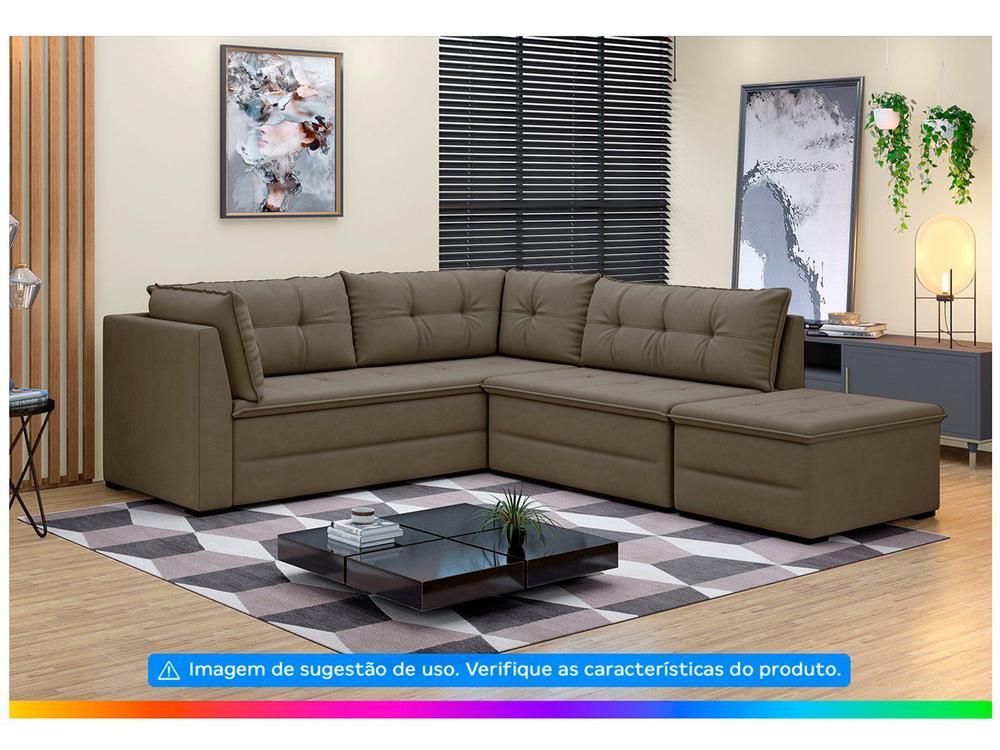 Sofá de Canto 6 Lugares com Puff Veluplus Vegas - 6