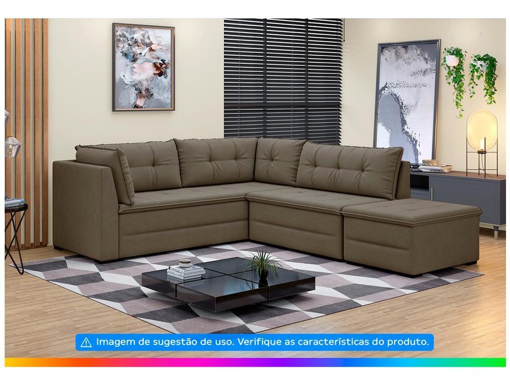Sofá de Canto 6 Lugares com Puff Veluplus Vegas - 4