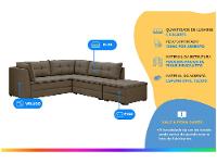 Sofá de Canto 6 Lugares com Puff Veluplus Vegas - 2