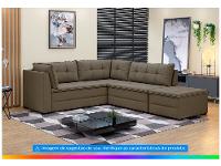 Sofá de Canto 6 Lugares com Puff Veluplus Vegas