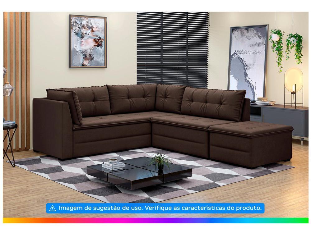 Sofá de Canto 6 Lugares com Puff Veluplus Vegas - 6