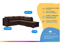 Sofá de Canto 6 Lugares com Puff Veluplus Vegas - 2