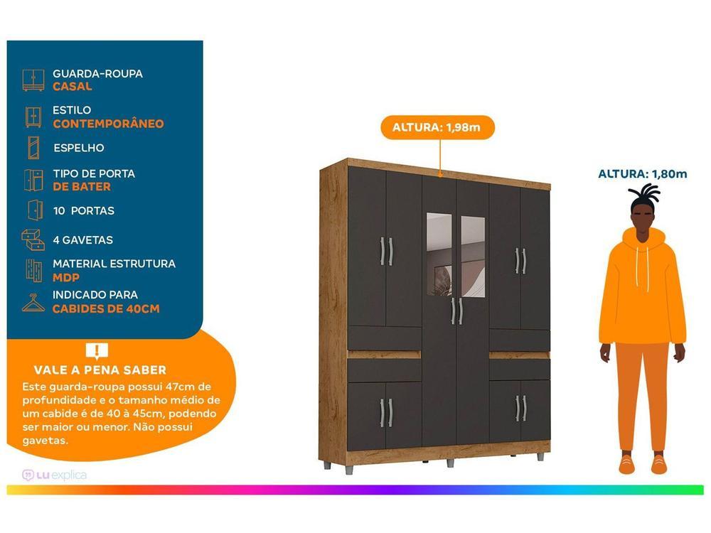 Guarda-roupa Casal com Espelho 6 Portas - 2