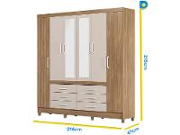 Guarda-roupa Casal com Espelho 6 Portas - 14