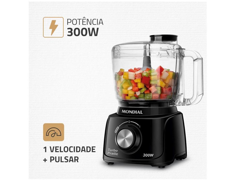 Mini Processador de Alimentos Mondial Preto 300W Turbo Pratic MP - 18