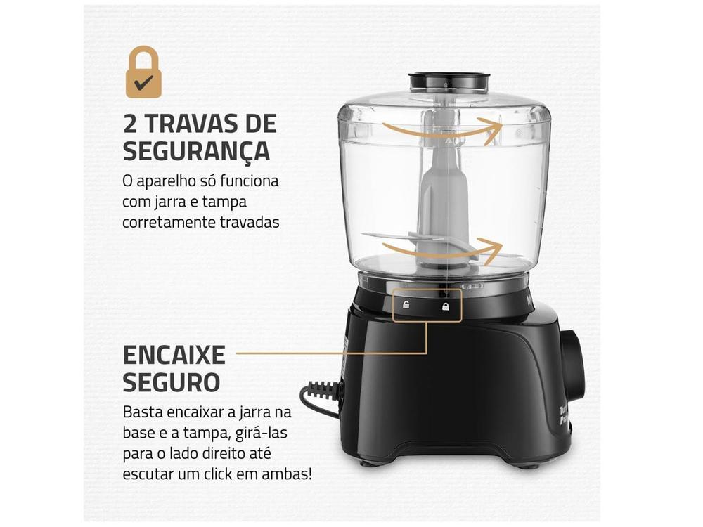 Mini Processador de Alimentos Mondial Preto 300W Turbo Pratic MP - 6