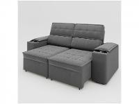 Sofá Retrátil Reclinável 3 Lugares Veludo Joly Cancún Gralha Azul Estofados - 5