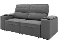 Sofá Retrátil Reclinável 3 Lugares Veludo Joly Cancún Gralha Azul Estofados - 1