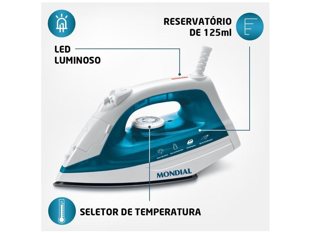 Ferro de Passar Roupa a Vapor e a Seco Mondial F-32 Azul e Branco - 7