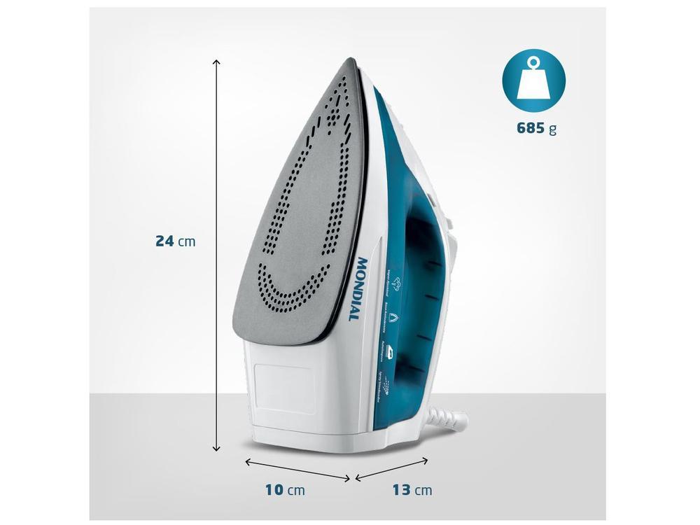 Ferro de Passar Roupa a Vapor e a Seco Mondial F-32 Azul e Branco - 8