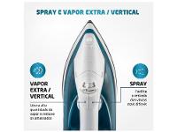 Ferro de Passar Roupa a Vapor e a Seco Mondial F-32 Azul e Branco