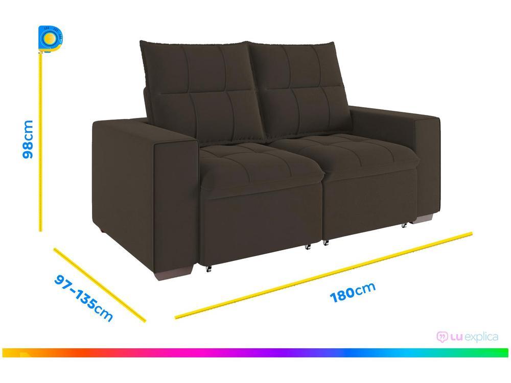 Sofá Retrátil Reclinável 3 Lugares Veludo Miami Gralha Azul Estofados - 3