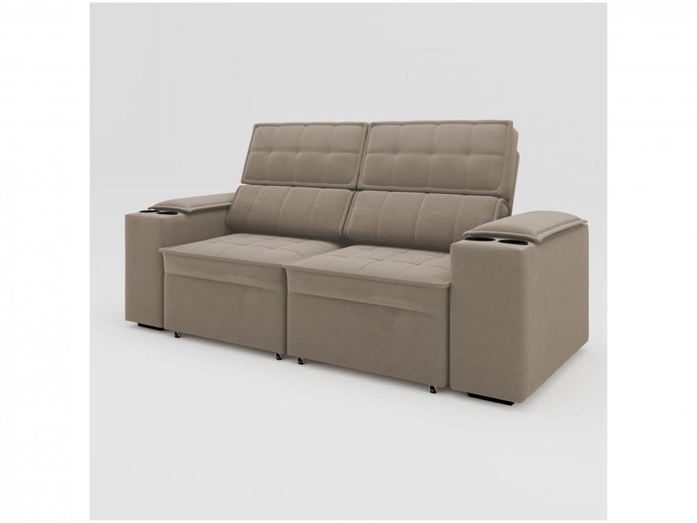 Sofá Retrátil Reclinável 3 Lugares Veludo Joly Cancún Gralha Azul Estofados - 4