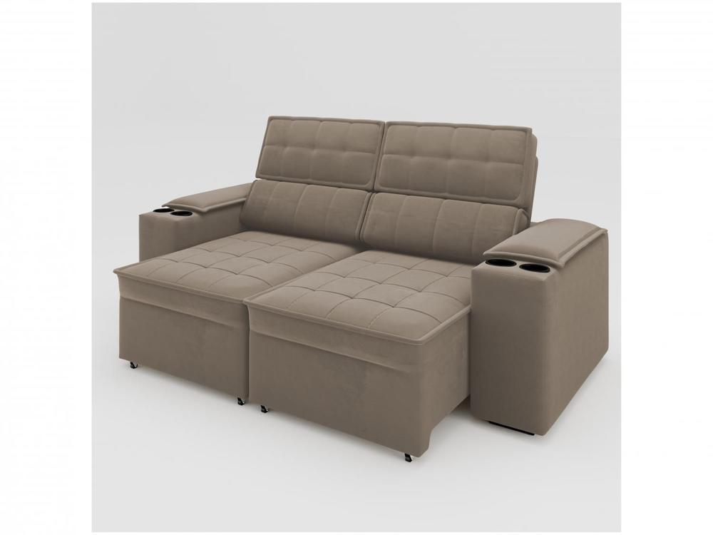 Sofá Retrátil Reclinável 3 Lugares Veludo Joly Cancún Gralha Azul Estofados - 5